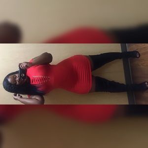 Red Laceup Stretchy Bodycon Mini